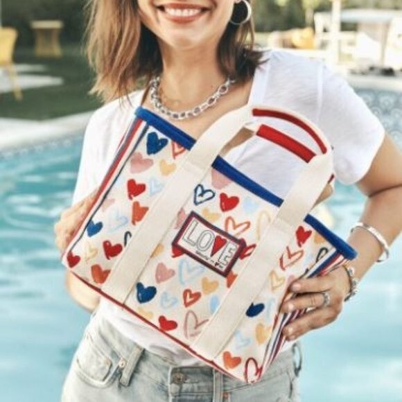 Brighton Handbags - Brighton Red White And You Mini Tote Hand drawn hearts, stripes, fireworks NWT